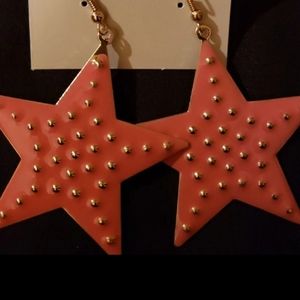 Coral Star Earrings